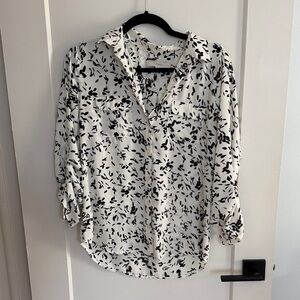 LOFT Black and White Button Down Shirt
